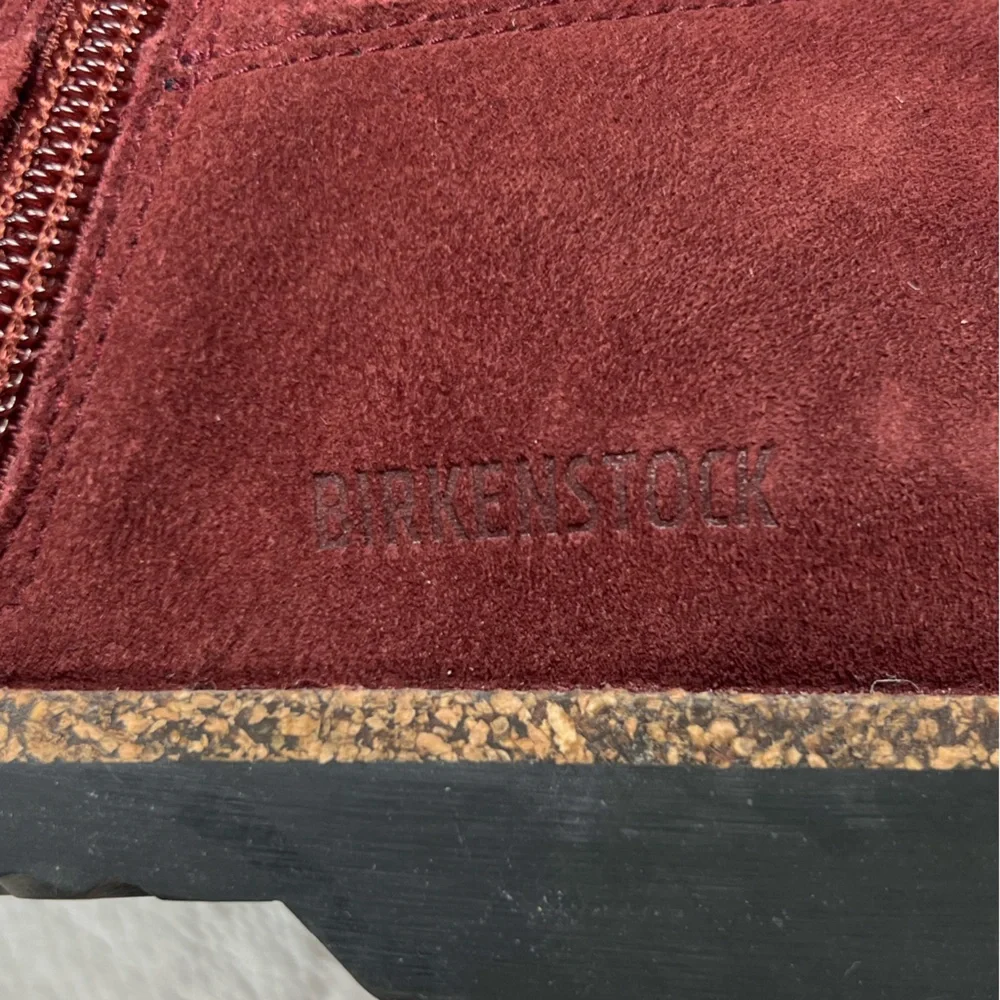 Birkenstock Luton Port Wine Suede Ankle Boots Burgundy Red Side Zip